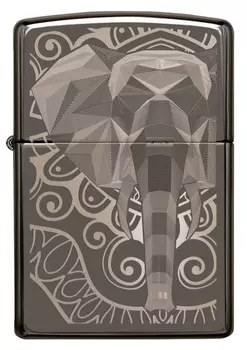 Зажигалка ZIPPO Elephant Fancy Fill Design с покрытием Black Ice®, латунь/сталь, чёрная, глянцевая, 36х12х56 мм
