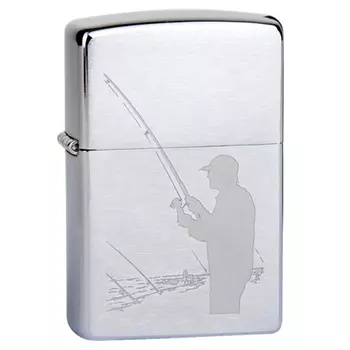 Зажигалка ZIPPO Fisherman Brushed Chrome, латунь, ник-хром. покр., сереб., матов., 36х56х12 мм