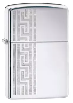 Зажигалка ZIPPO Greek Pattern с покрытием High Polish Chrome, латунь/сталь, серебристая, глянцевая, 36x12x56 мм