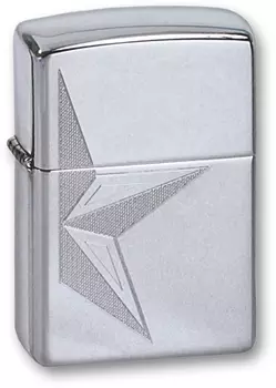 Зажигалка ZIPPO Half Star High Polish Chrome, латунь с ник.-хром. покрыт., серебр., глянц., 36х56х12 мм
