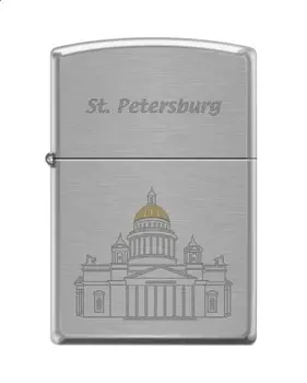 Зажигалка ZIPPO Исакиевский собор, с покрытием Brushed Chrome