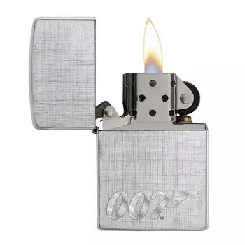 Зажигалка ZIPPO James Bond с покрытием Brushed Chrome, латунь/сталь, серебристая, 36x12x56 мм