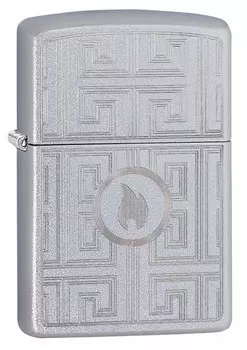 Зажигалка ZIPPO Labyrinth с покрытием Satin Chrome, латунь/сталь, серебристая, матовая, 36x12x56 мм