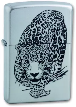 Зажигалка ZIPPO Leopard Satin Chrome, латунь с никеле-хромовым покрыт., серебр., матовая, 36х56х12мм