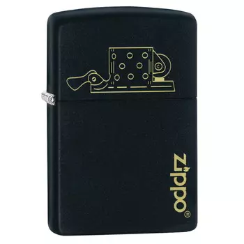 Зажигалка ZIPPO Logo Insert с покрытием Black Matte, латунь/сталь, чёрная, матовая, 36x12x56 мм