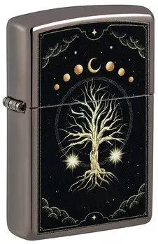 Зажигалка ZIPPO Mystic Nature Design с покрытием Black Ice®, латунь/сталь, черная
