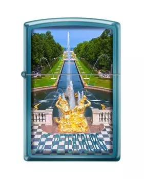 Зажигалка ZIPPO Петергофский фонтан, латунь/сталь с покрытием Sapphire™, синяя, 36x12x56 мм