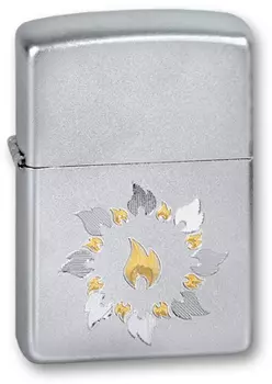 Зажигалка ZIPPO Ring of fire Satin Chrome, латунь с ник.-хром. покрыт., серебр., матовая, 36х56х12 мм