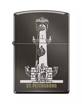 Зажигалка ZIPPO Ростральная колонна, с покрытием Black Ice®