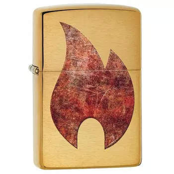 Зажигалка ZIPPO Rusty Flame с покрытием Brushed Brass, латунь/сталь, золотистая, 36x12x56 мм
