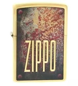 Зажигалка ZIPPO Rusty Plate с покрытием Brushed Brass, латунь/сталь, золотистая, 36x12x56 мм