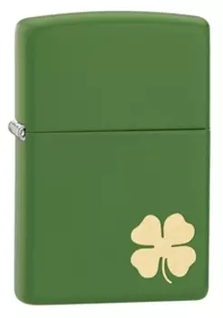 Зажигалка ZIPPO Shamrock, латунь с никеле-хромовым покрытием, зелёный, матовая, 36х12x56 мм