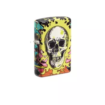 Зажигалка ZIPPO Skull Design с покрытием Glow In The Dark Green,латунь/сталь, разноцветная