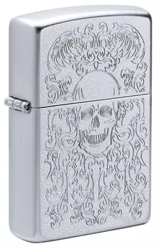 Зажигалка ZIPPO Skull Design с покрытием Satin Chrome