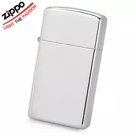 Зажигалка ZIPPO Slim®, латунь с покрытием High Polished Chrome, серебристая, глянцевая, 30х10x55 мм