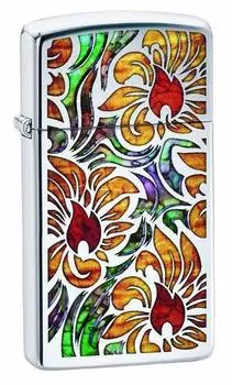 Зажигалка ZIPPO Slim® с покрытием High Polish Chrome, латунь/сталь, серебристая, 30x10x55 мм