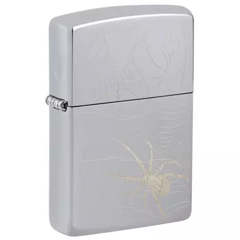 Зажигалка ZIPPO Spider Design с покрытием High Polish Chrome, латунь/сталь, серебристая, 38x13x57 мм
