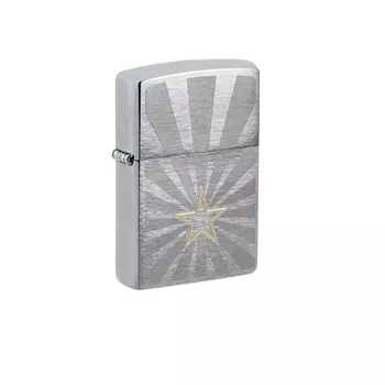 Зажигалка ZIPPO Star Design с покрытием Brushed Chrome, латунь/сталь, серебристая