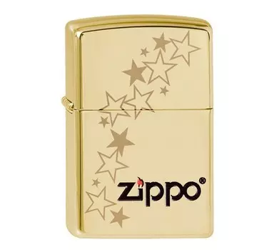 Зажигалка ZIPPO Stars, латунь с покрытием High Polish Brass, золотистый, глянцевая, 36х12x56 мм