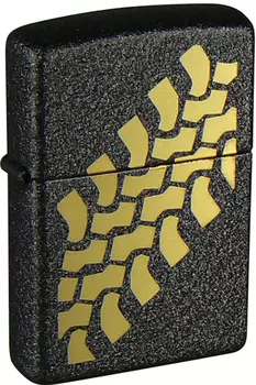 Зажигалка ZIPPO Tire Track Black Crackle, латунь с порошковым покрытием, черная, матовая, 36х56х12 мм