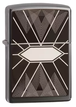Зажигалка ZIPPO Triangles Geometry с покрытием Black Ice®, латунь/сталь, чёрная, глянцевая, 36х12х56 мм