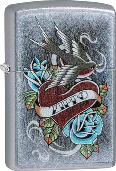 Зажигалка ZIPPO Vintage Tattoo с покрытием Street Chrome™, латунь/сталь, серебристая, 36x12x56 мм