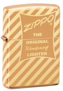 Зажигалка ZIPPO Vintage Zippo Box Top с покрытием High Polish Brass, латунь/сталь, золотистая, глянцевая, 36x12x56 мм