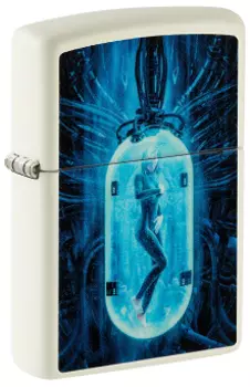 Зажигалка ZIPPO Woman in Tube с покрытием Glow In The Dark Green, латунь/сталь, белая