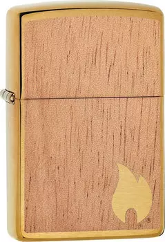 Зажигалка ZIPPO WOODCHUCK с покрытием Brushed Brass, латунь/сталь/, золотистая, матовая, 36x12x56 мм