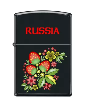 Зажигалка ZIPPO Ягода-Малина, латунь/сталь с покрытием Black Matte, чёрная, матовая, 36x12x56 мм