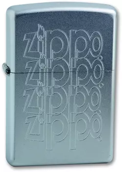 Зажигалка ZIPPO Zippo Logo Satin Chrome, латунь с ник.-хром. покрыт., серебр., матовая, 36х56х12 мм