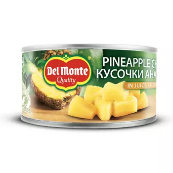 Ананас кусочками в соке Del Monte ж/б 230г