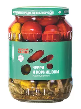 Ассорти черри и корнишоны Хороший Сезон маринованные стерилизованные 720мл