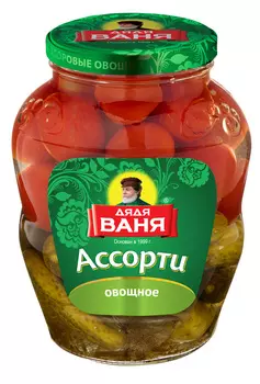 Ассорти овощное Дядя Ваня маринованное Огурцы и томаты 1800г