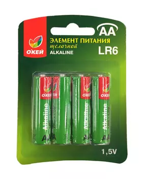 Батарейка ОКЕЙ АА Alkaline 4шт блистер LR6