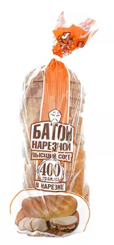Батон Волжский пекарь Нарезной в нарезке 400г