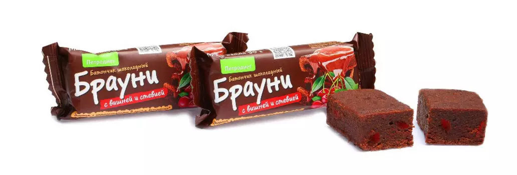 Батончик брауни Петродиет шоколадный с вишней и стевией 50г