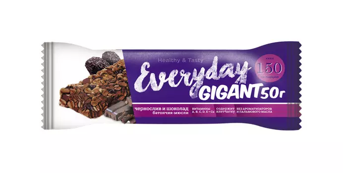Батончик-мюсли EVERYDAY GIGANT черносл/шок NEW