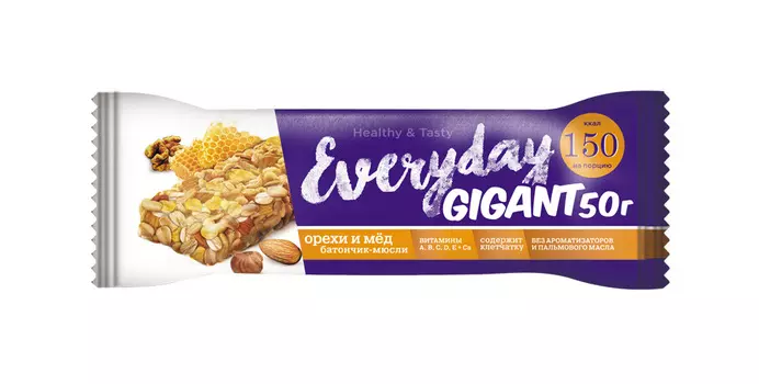 Батончик-мюсли EVERYDAY GIGANT орехи/мёд NEW