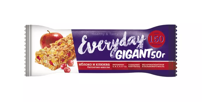 Батончик-мюсли EVERYDAY GIGANT яблоко/клюква NEW