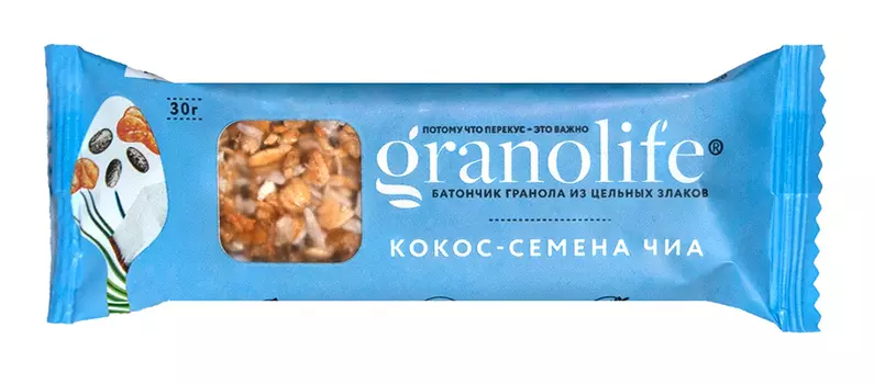 Батончик злаковый Granolife кокос-семена чиа 30г