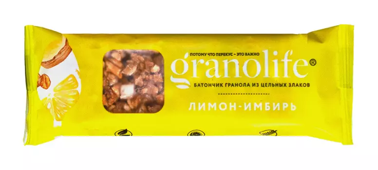 Батончик злаковый Granolife лимон-имбирь 30г