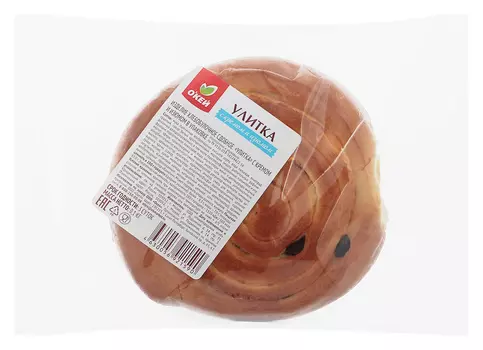 Булочка ОКЕЙ улитка с кремом и изюмом 100г