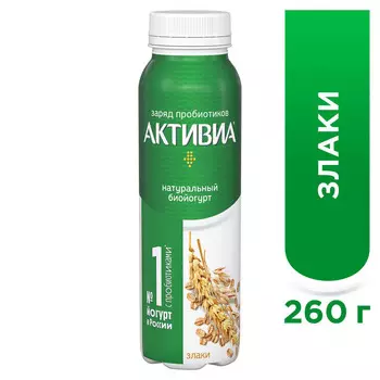 БЗМЖ Биойогурт питьевой Активия 2,2% злаки 260г