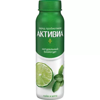 БЗМЖ Биойогурт питьевой Активия 2% лайм/мята 260г