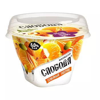 БЗМЖ Биойогурт Слобода мюсли/ябл/мандарин/орех 5% 170г