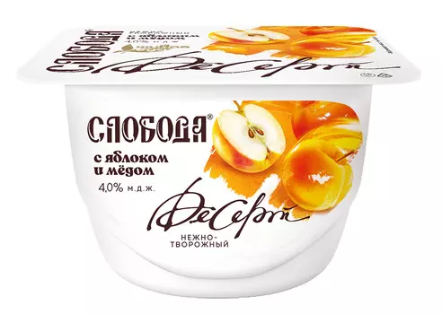БЗМЖ Десерт творожно-йогурт Слобода печен ябл/мед 4% 125г