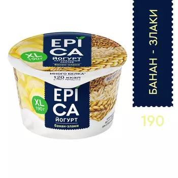 БЗМЖ Йогурт Epica банан/злаками 4,9% 190г