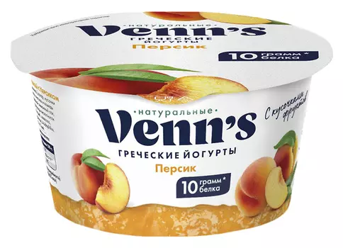 БЗМЖ Йогурт Греческий с персиком Venn`s 0,1% 130г