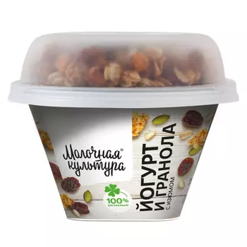 БЗМЖ Йогурт Молочная культура с гранолой/изюм 3,5%-4,5% 215г